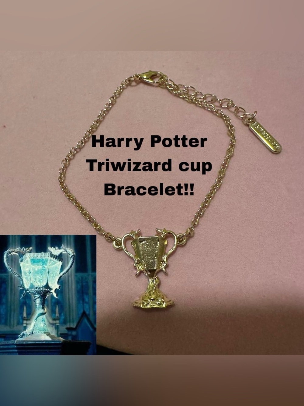 Harry Potter gold tone Triwizard tournament cup charm large bracelet